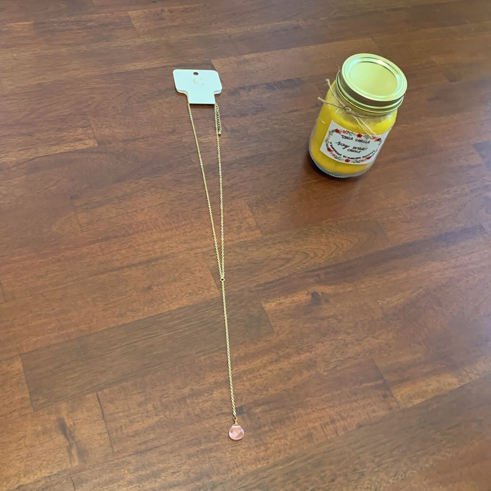 NWT Gold & Pink Lariat Necklace